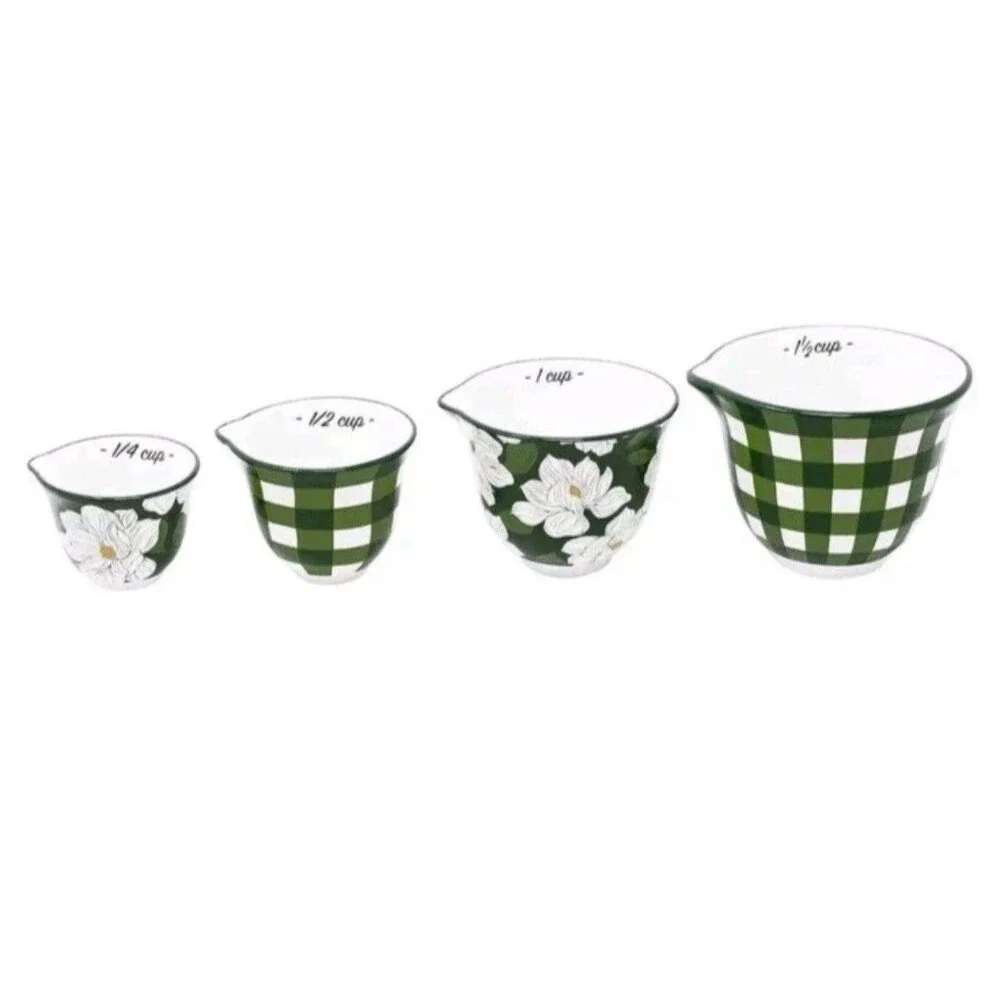 NEW Draper James Green Checkered Measuring Cups NIB